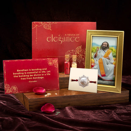 Sri Sri Rakhi Premium Gift Box (Silver Coated)