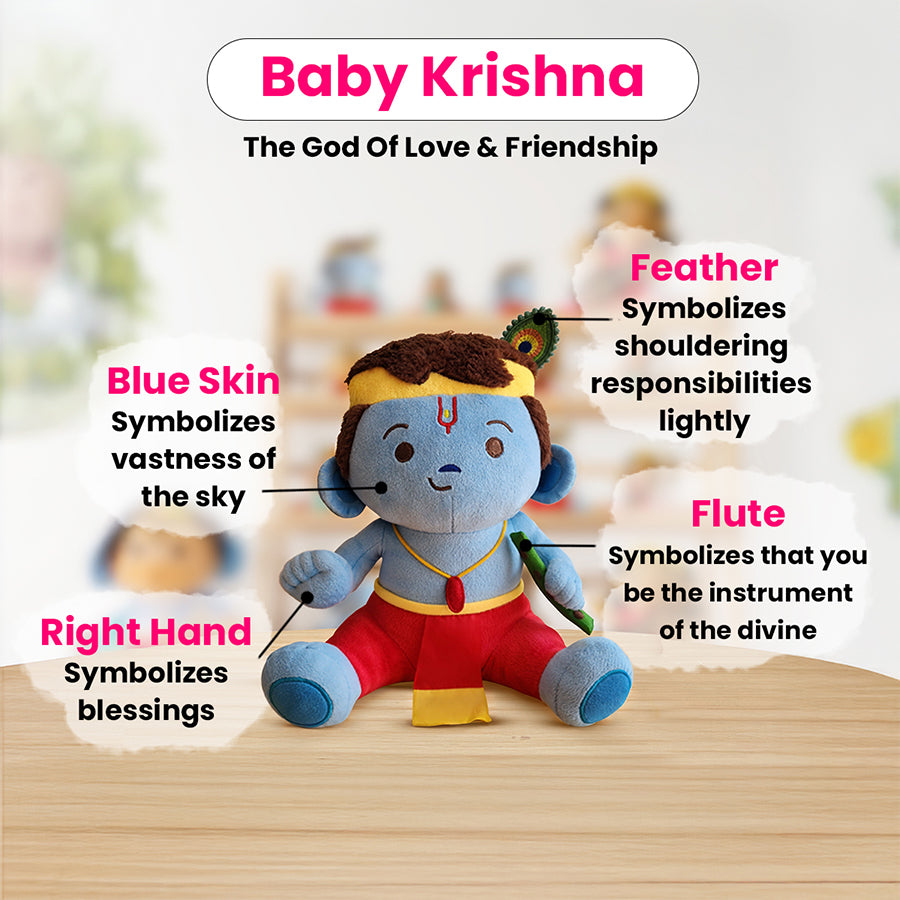 Baby Krishna Plush Toy with Mantras  (07 inch)