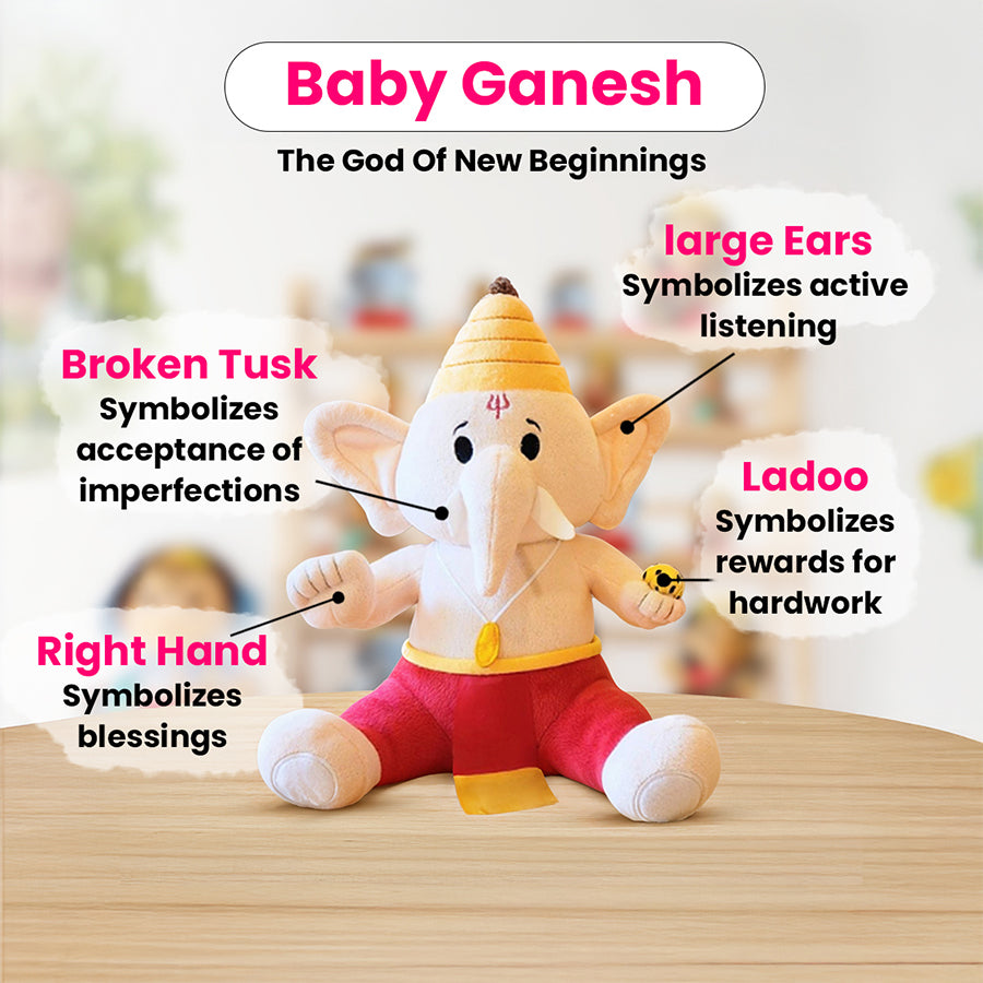 Baby Ganesha Plush Toy with Mantras