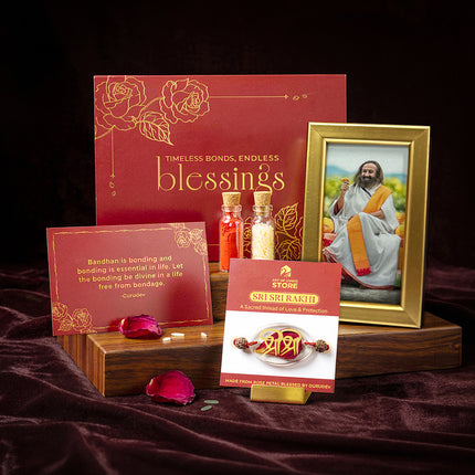 Sri Sri Rakhi Premium Gift Box – Blessed Petal Resin Rakhi Combo
