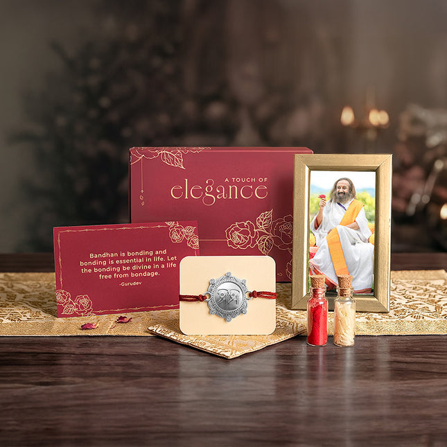 Sri Sri Rakhi Premium Gift Box (Silver Coated)