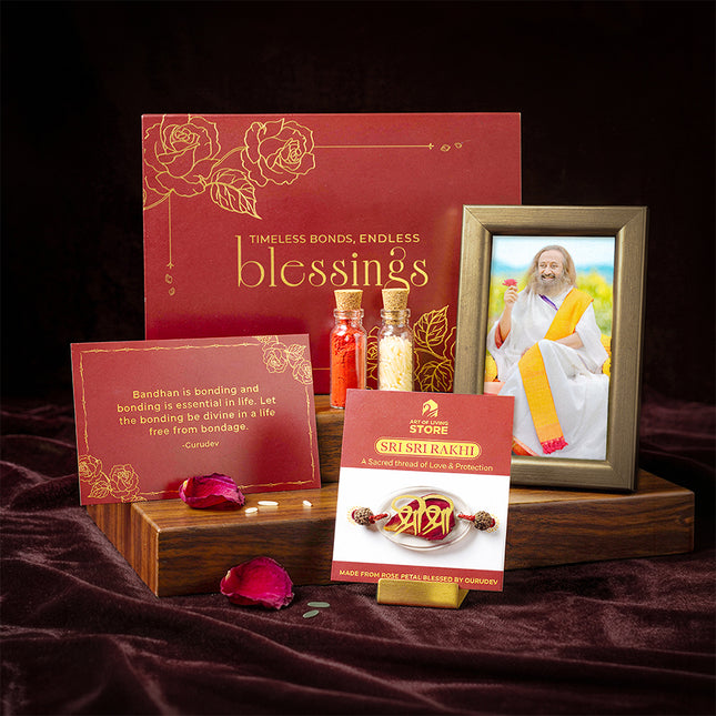 Sri Sri Rakhi – Gurudev's Blessed Flowers Petal in Crystal Resin