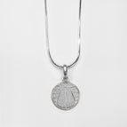 Sri Sri Silver Coin Pendant With Chain