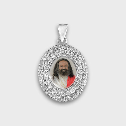 Gurudev Silver Pendant Oval Shape